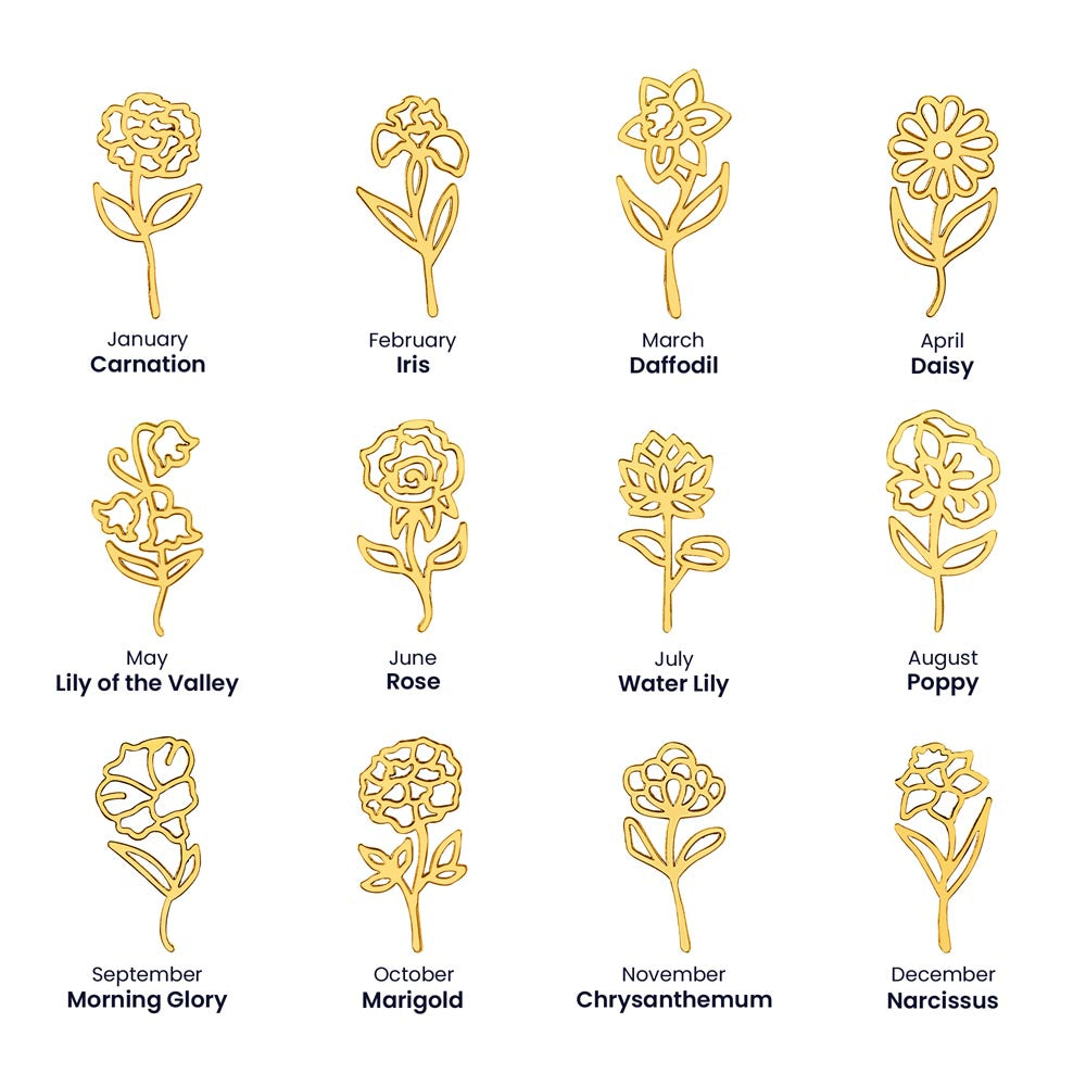 Birth Flower Name Necklace